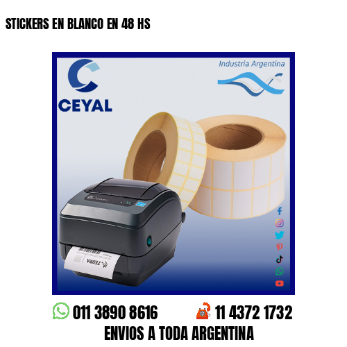 STICKERS EN BLANCO EN 48 HS