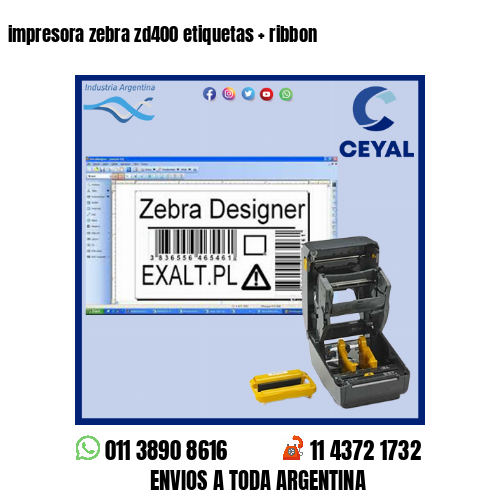 impresora zebra zd400 etiquetas   ribbon