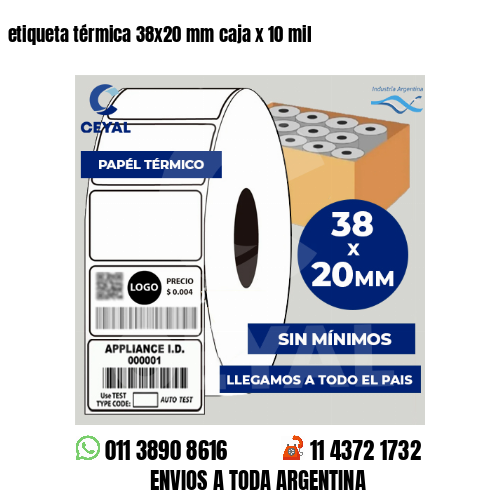 etiqueta térmica 38x20 mm caja x 10 mil