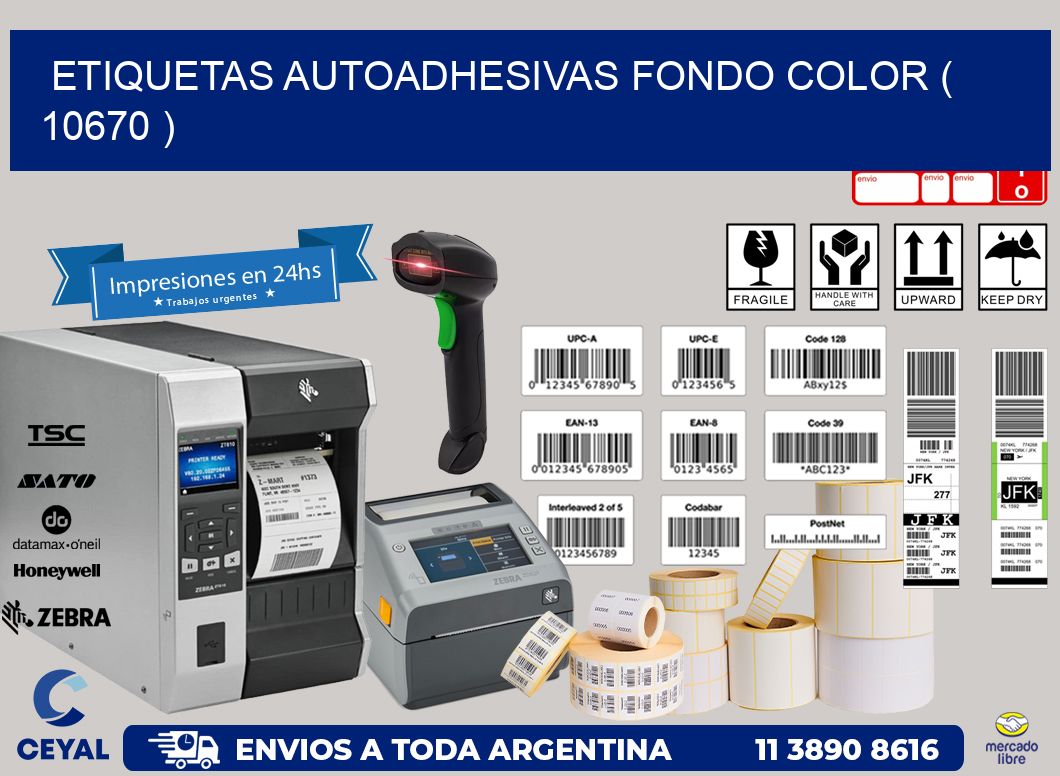 ETIQUETAS AUTOADHESIVAS FONDO COLOR ( 10670 )