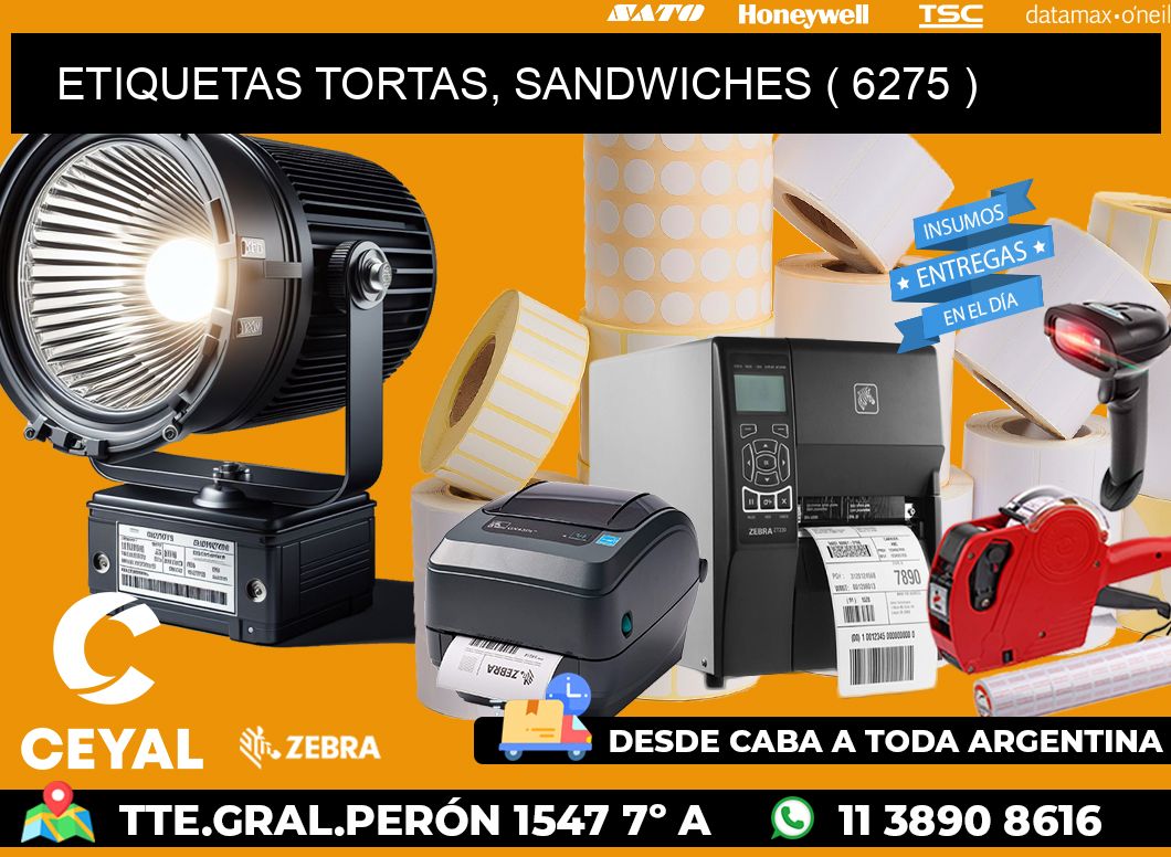 ETIQUETAS TORTAS, SANDWICHES ( 6275 )