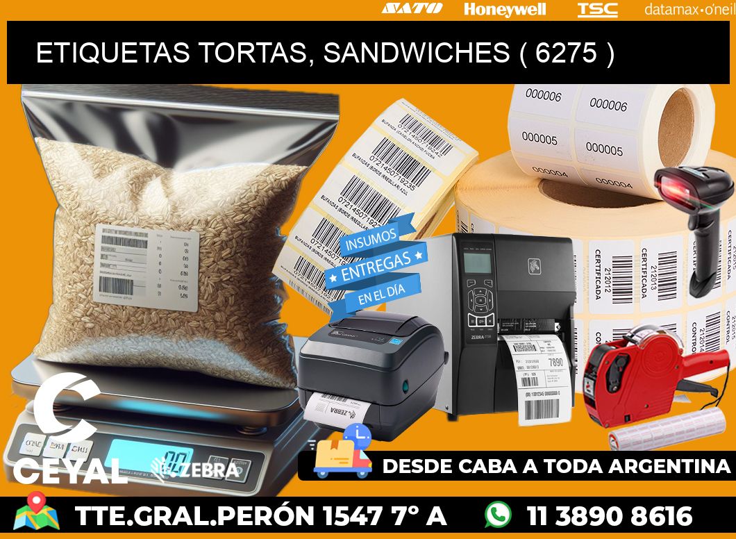 ETIQUETAS TORTAS, SANDWICHES ( 6275 )