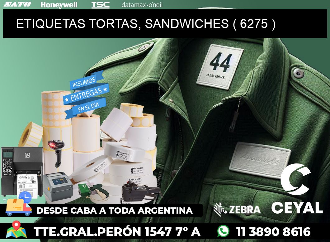 ETIQUETAS TORTAS, SANDWICHES ( 6275 )