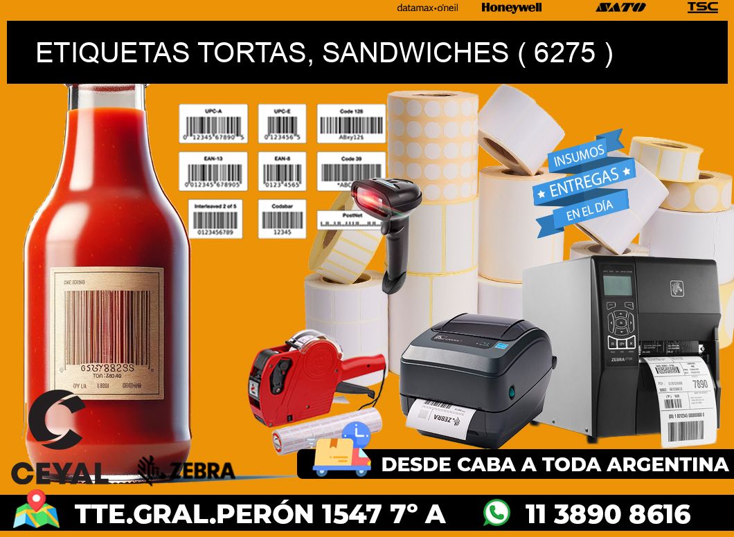 ETIQUETAS TORTAS, SANDWICHES ( 6275 )