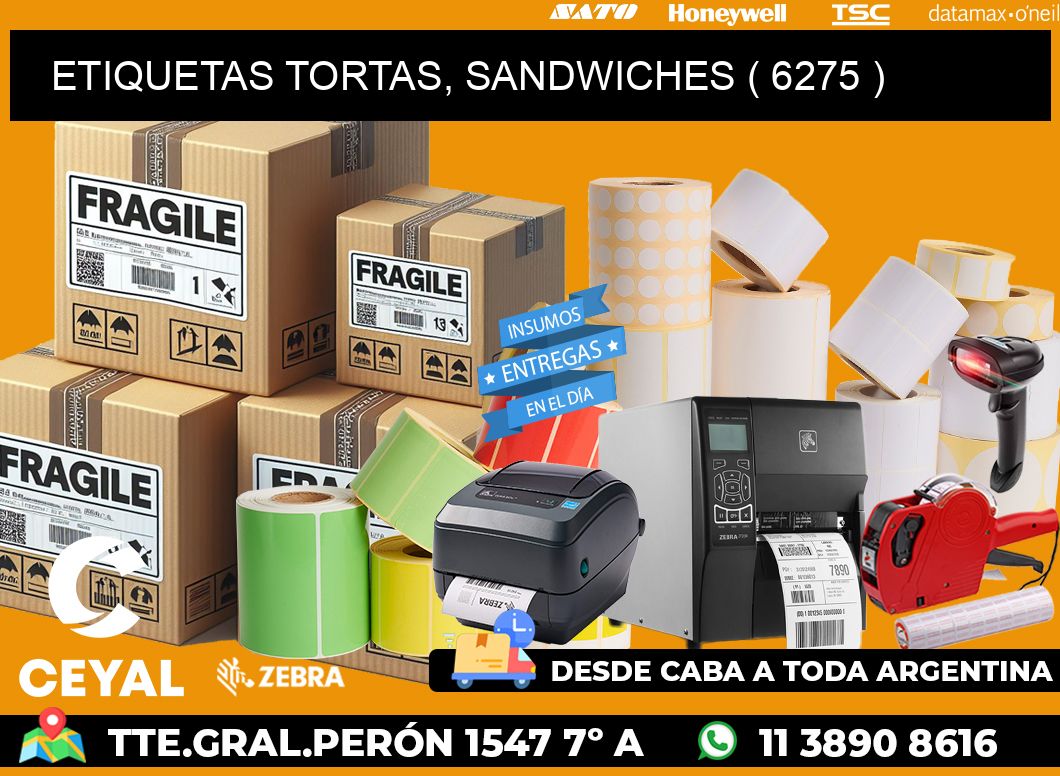 ETIQUETAS TORTAS, SANDWICHES ( 6275 )