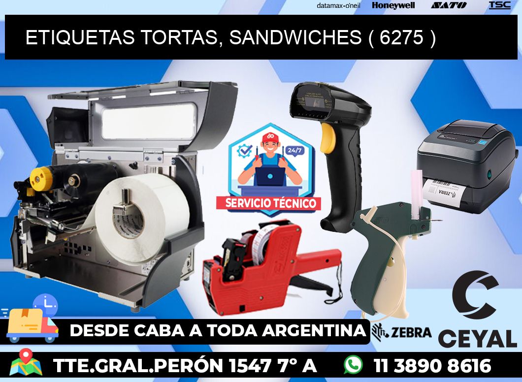 ETIQUETAS TORTAS, SANDWICHES ( 6275 )