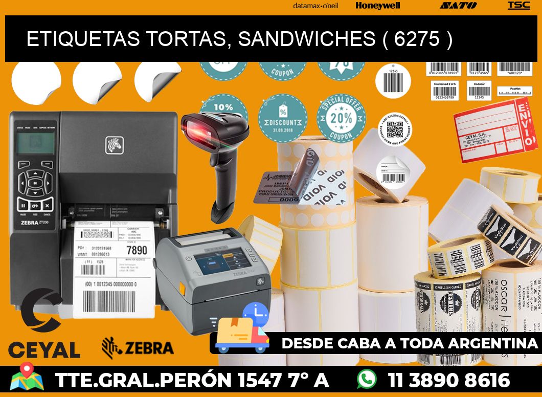 ETIQUETAS TORTAS, SANDWICHES ( 6275 )