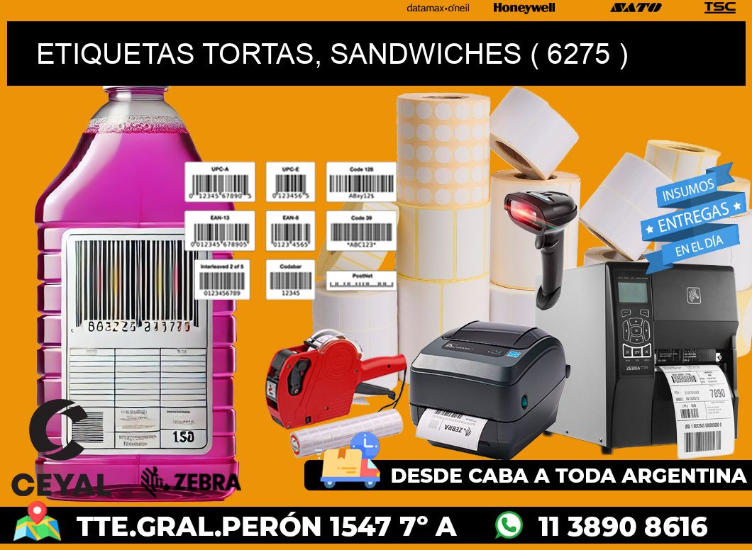 ETIQUETAS TORTAS, SANDWICHES ( 6275 )