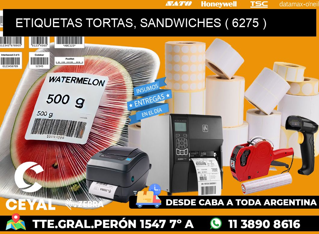 ETIQUETAS TORTAS, SANDWICHES ( 6275 )