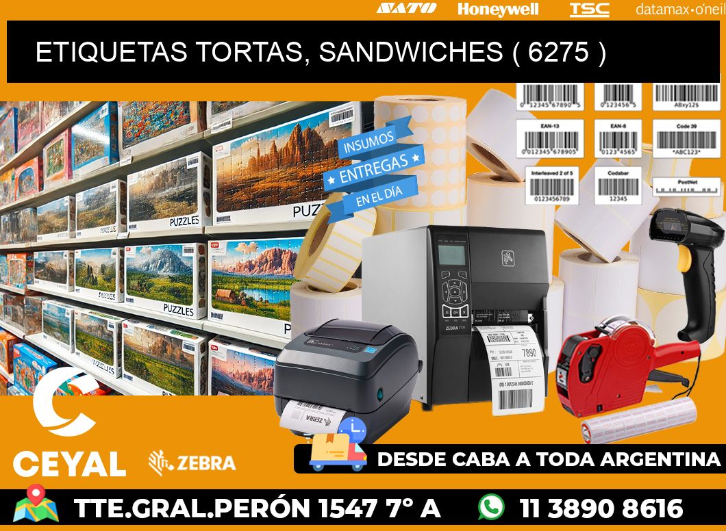 ETIQUETAS TORTAS, SANDWICHES ( 6275 )