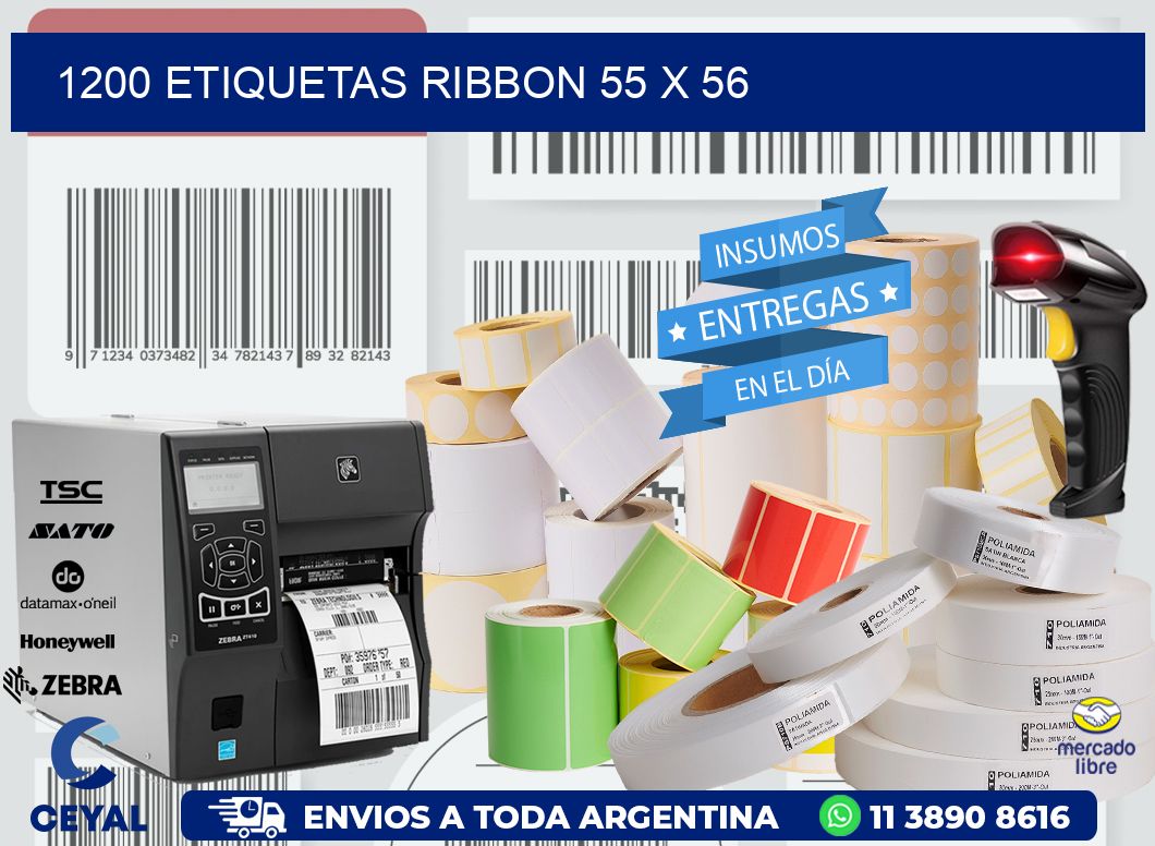 1200 ETIQUETAS RIBBON 55 x 56