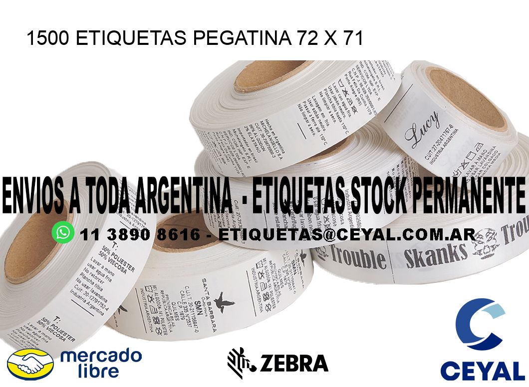 1500 ETIQUETAS PEGATINA 72 x 71