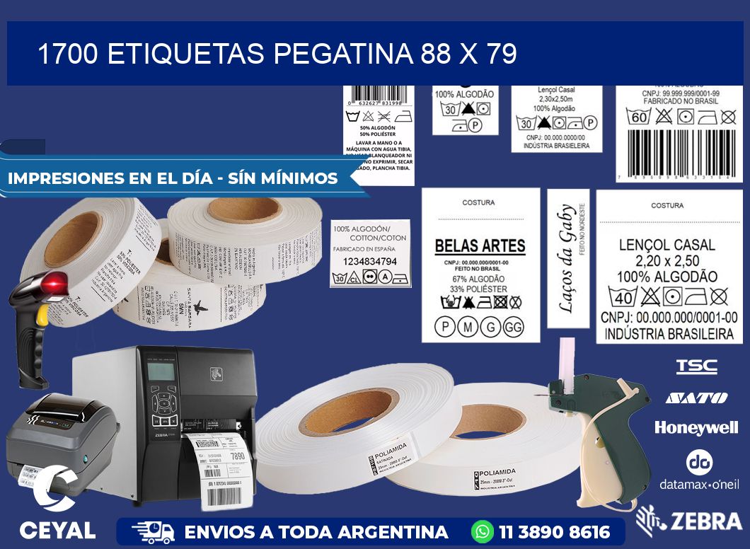 1700 ETIQUETAS PEGATINA 88 x 79