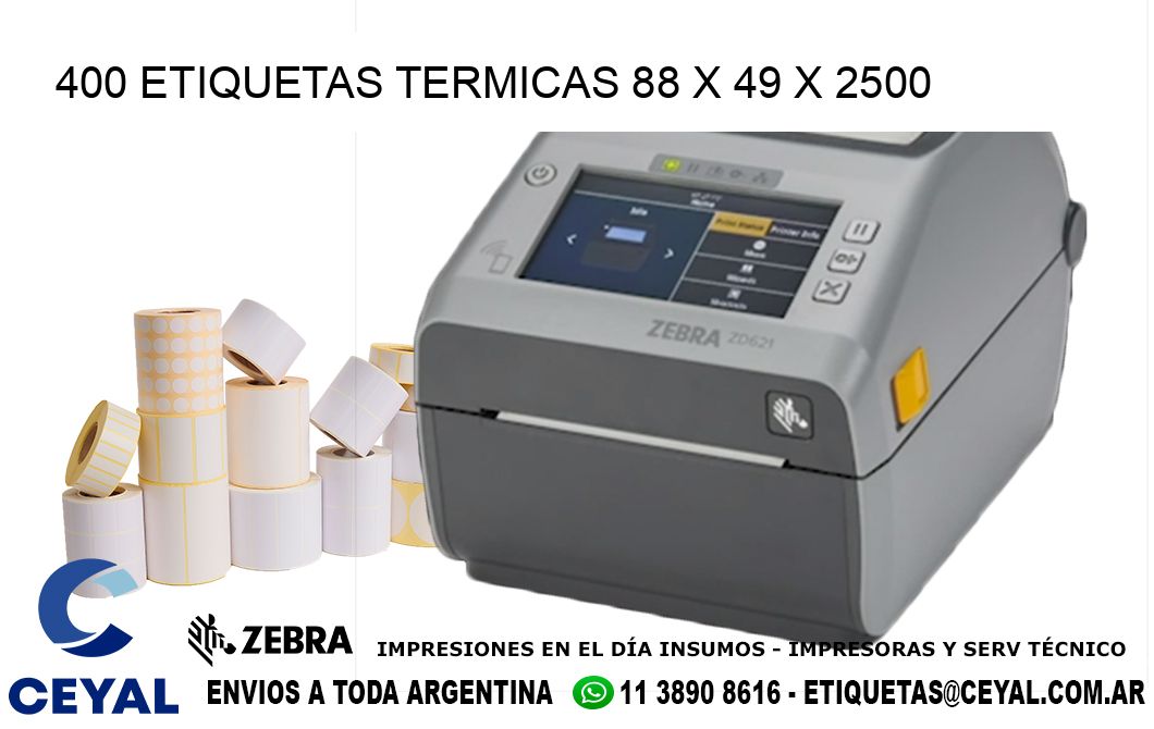 400 ETIQUETAS TERMICAS 88 x 49 x 2500