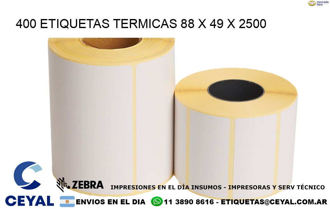 400 ETIQUETAS TERMICAS 88 x 49 x 2500