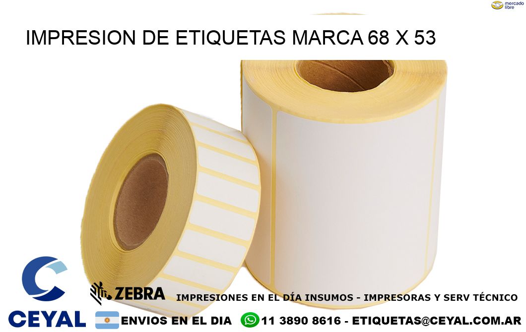 IMPRESION DE ETIQUETAS MARCA 68 x 53