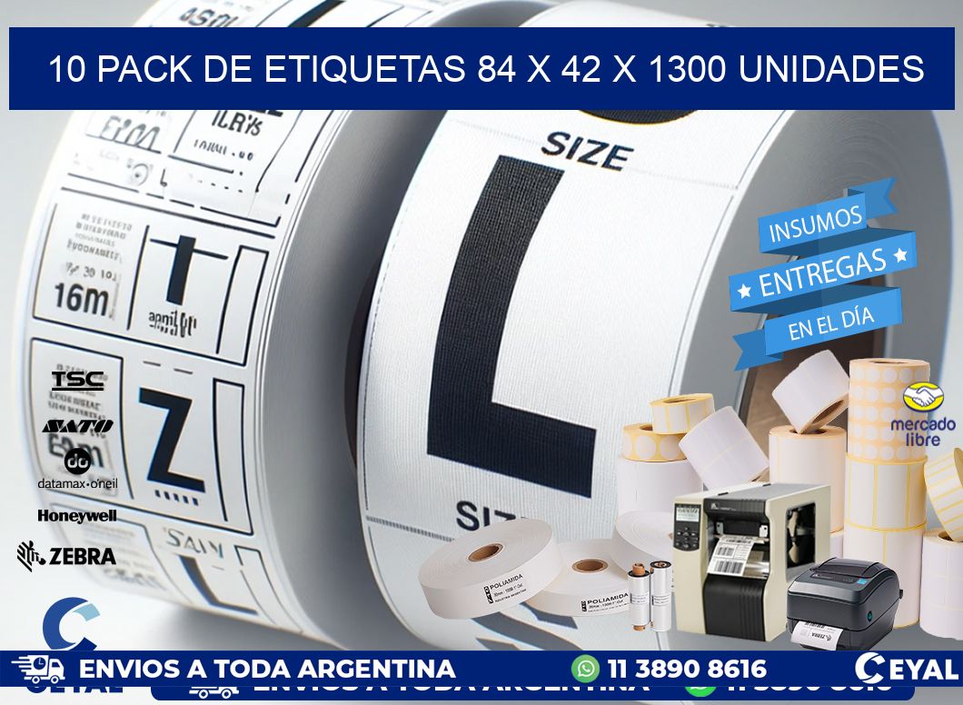 10 PACK DE ETIQUETAS 84 x 42 X 1300 UNIDADES