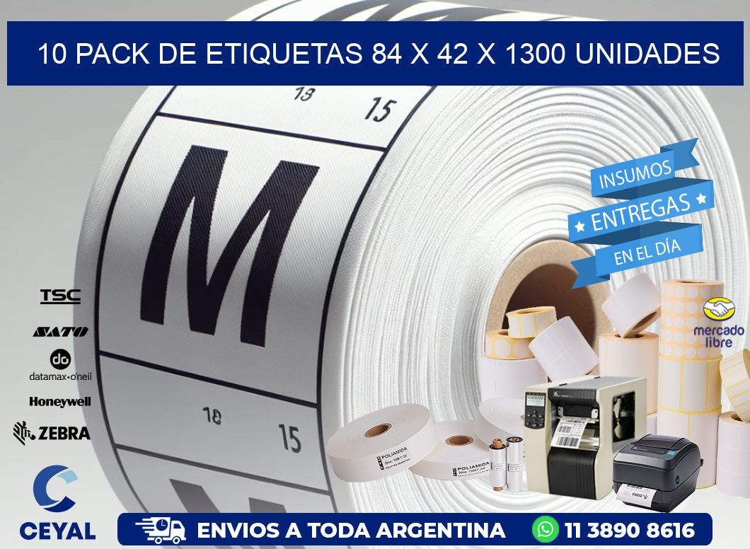 10 PACK DE ETIQUETAS 84 x 42 X 1300 UNIDADES