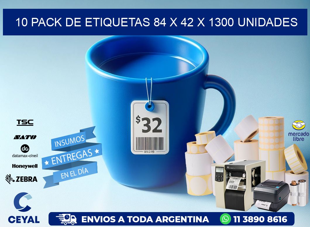 10 PACK DE ETIQUETAS 84 x 42 X 1300 UNIDADES