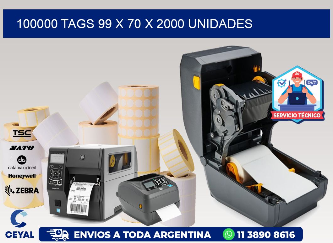 100000 TAGS 99 x 70 X 2000 UNIDADES