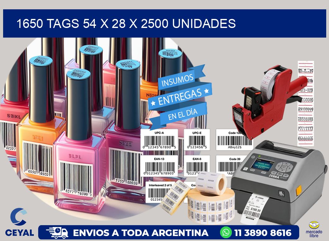 1650 TAGS 54 x 28 X 2500 UNIDADES