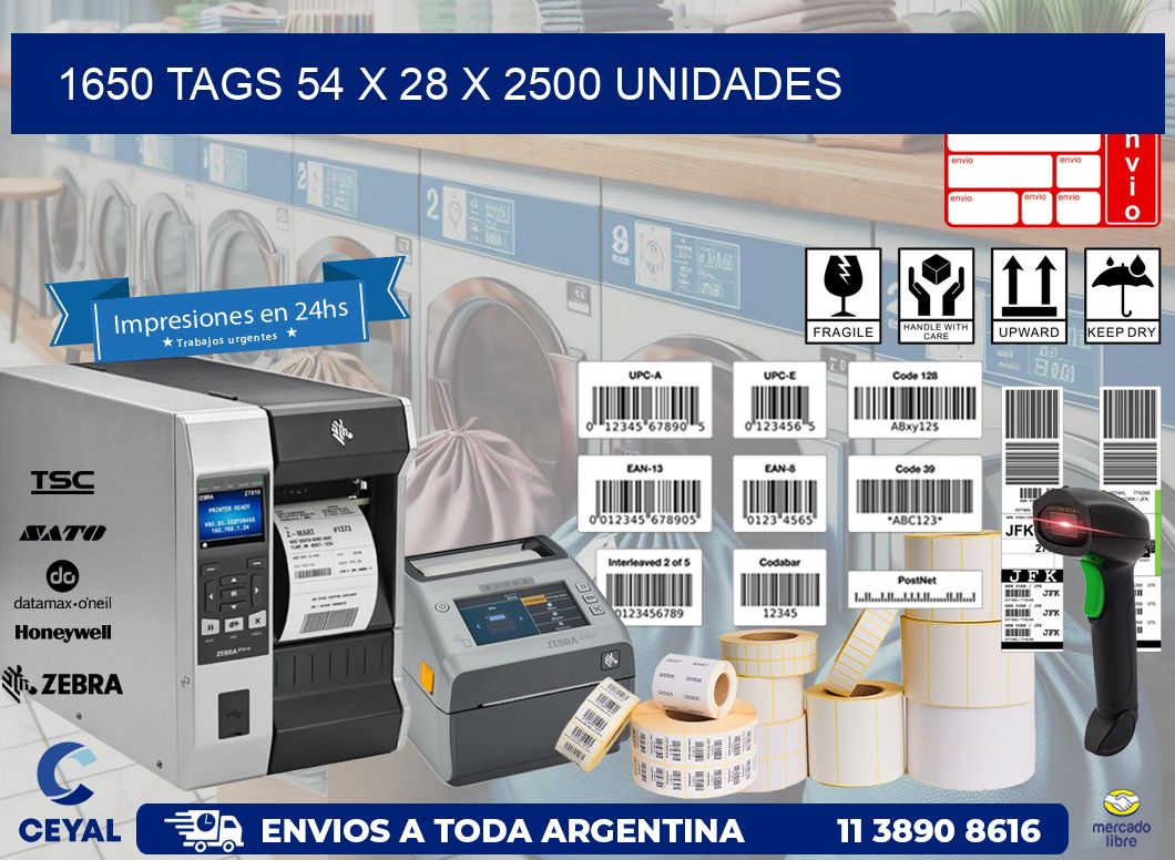 1650 TAGS 54 x 28 X 2500 UNIDADES