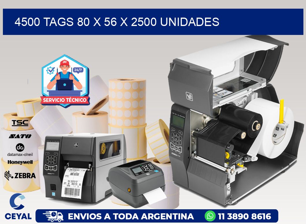 4500 TAGS 80 x 56 X 2500 UNIDADES