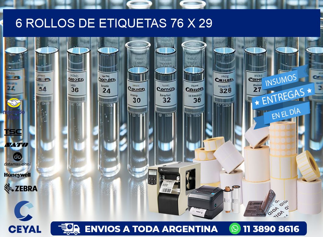 6 ROLLOS DE ETIQUETAS 76 x 29